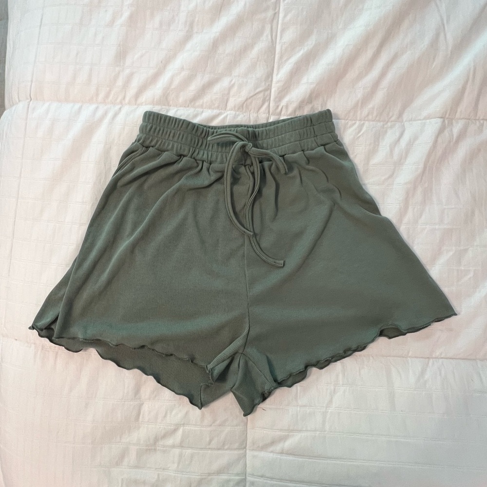 Olive Green Flowy Shorts
